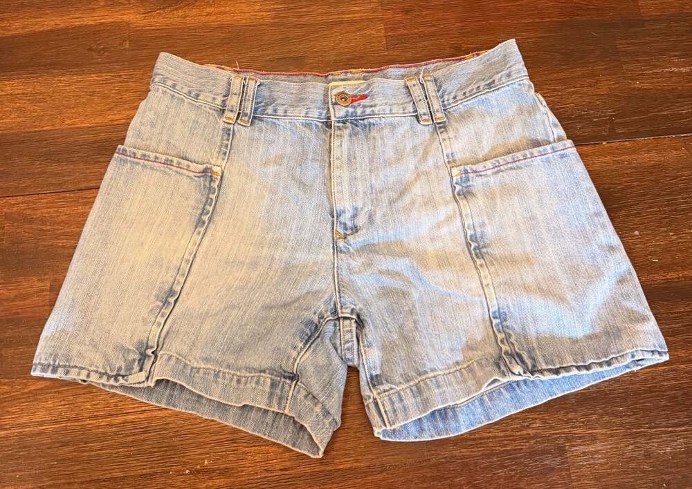 Tommy Hilfiger Vintage Light Blue Denim High Rise Panel Shorts